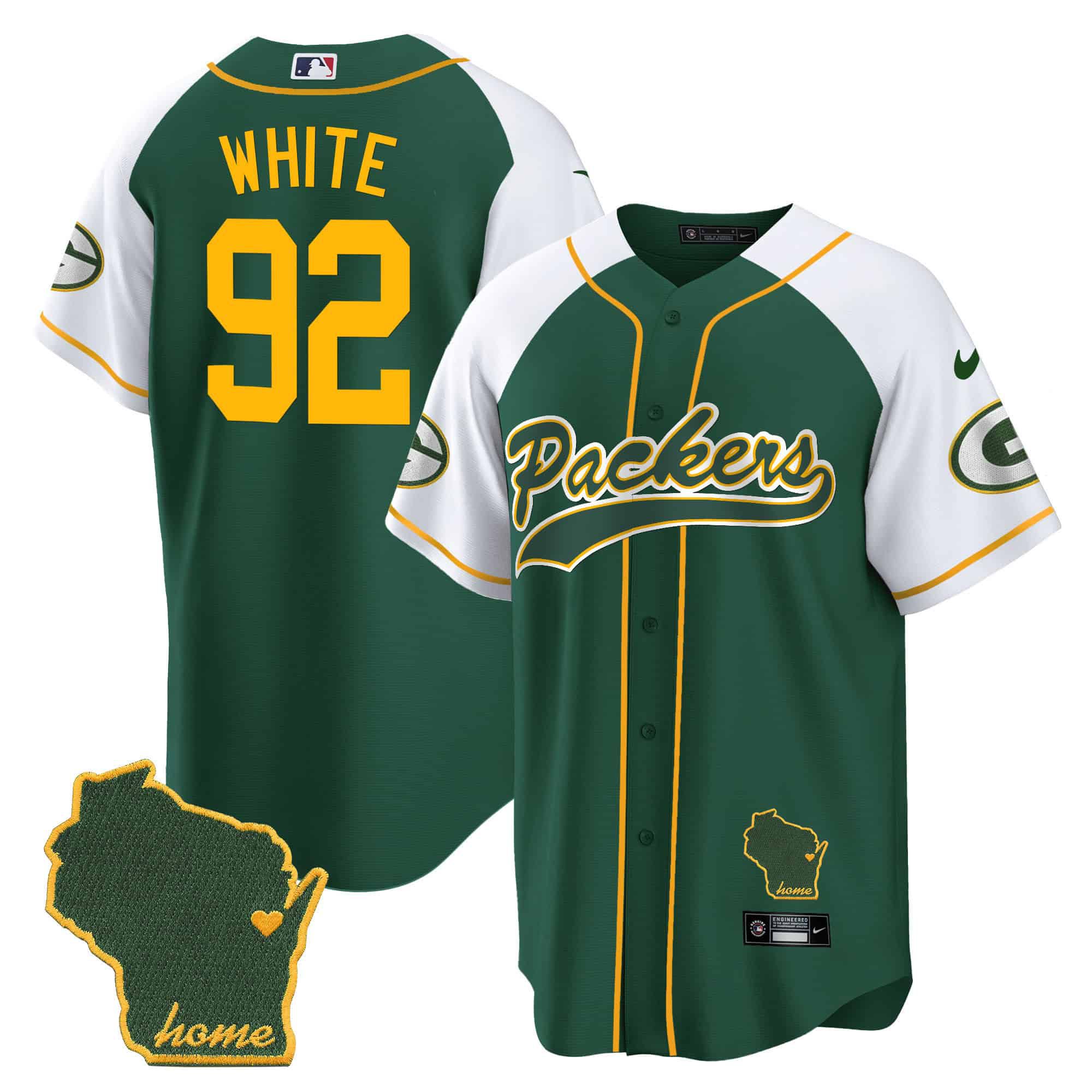 Men Green Bay Packers #92 White Green 2024 Nike Home Patch Baseball NFL Jersey->indianapolis colts->NFL Jersey